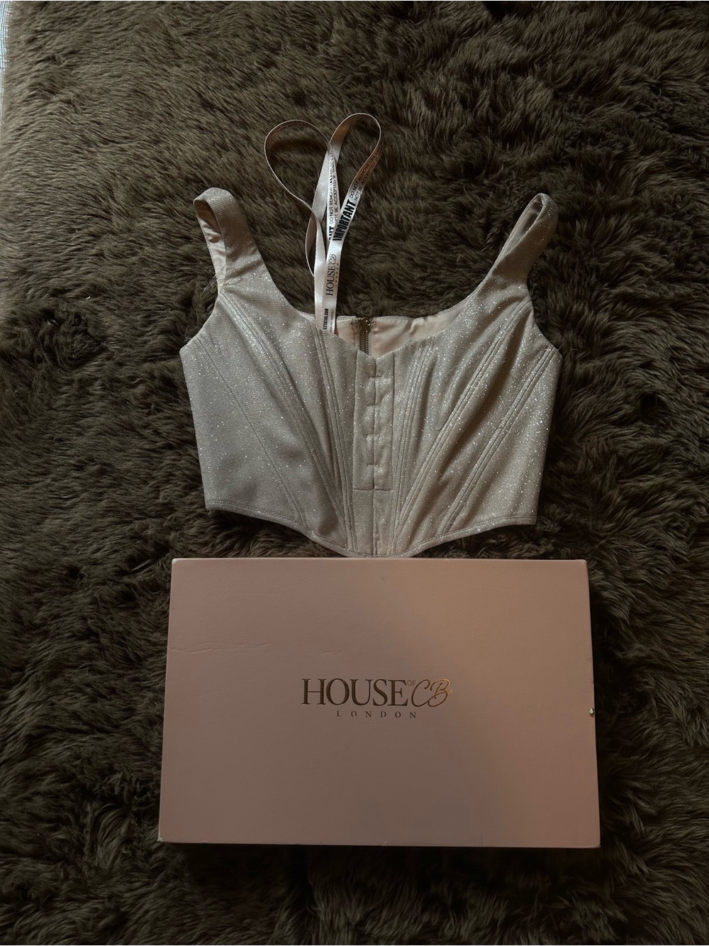 House of CB Ivory Sparkle Corset Crop Top